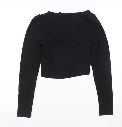 ASOS Design Women's Black Cropped Long Sleeve Jersey Top Size 8