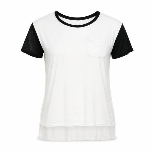 Hollister Women’s White and Black Ringer T-Shirt Size XS Relaxed Fit