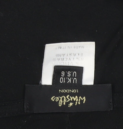 Whistles Women's Black Long Sleeve Viscose Stretch Top Size 10