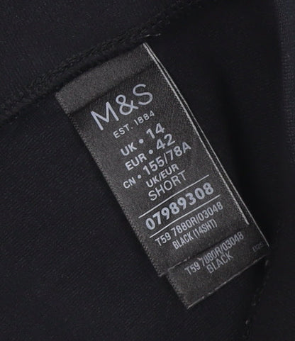 Marks and Spencer Women Black Size 14 Short Straight Trousers