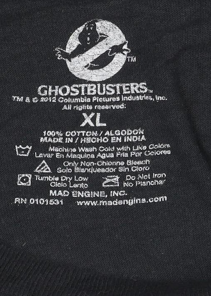 Ghostbusters Men's Black XL Cotton Short Sleeve Polo Tee