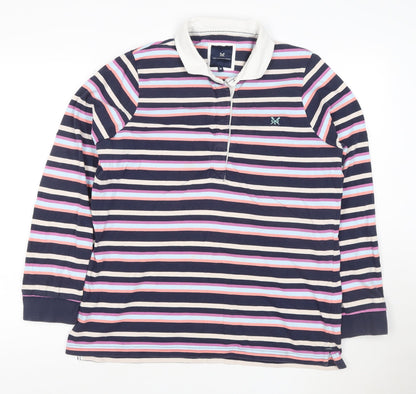 Crew Clothing Company Women's Multicoloured Striped Cotton Polo Top Size 18