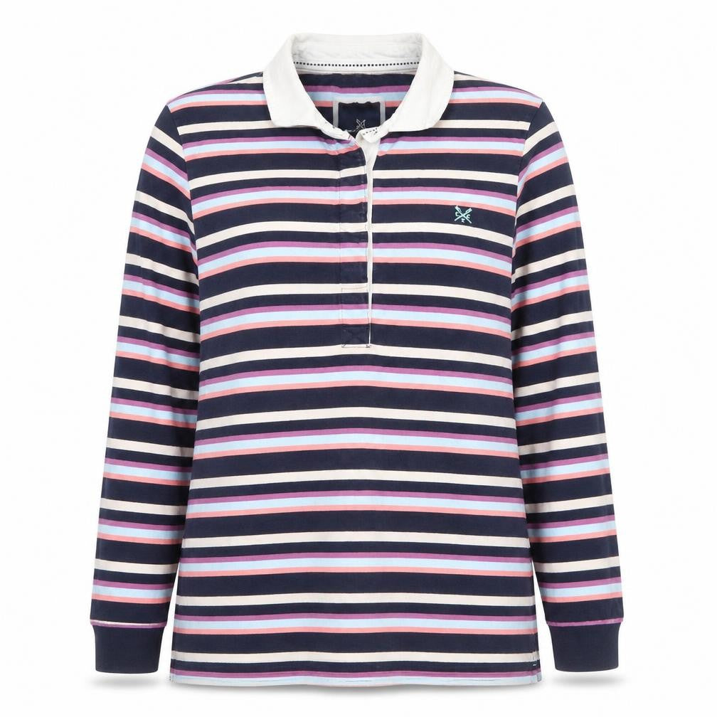 Crew Clothing Company Women's Multicoloured Striped Cotton Polo Top Size 18