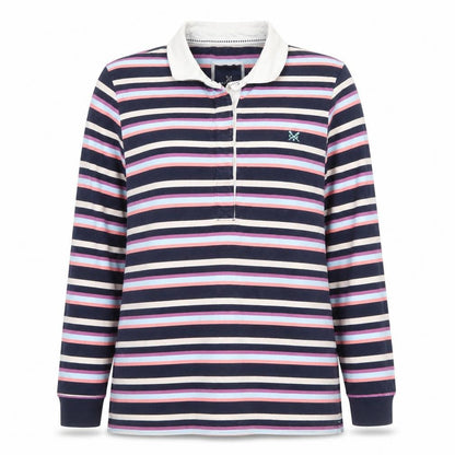 Crew Clothing Company Women's Multicoloured Striped Cotton Polo Top Size 18