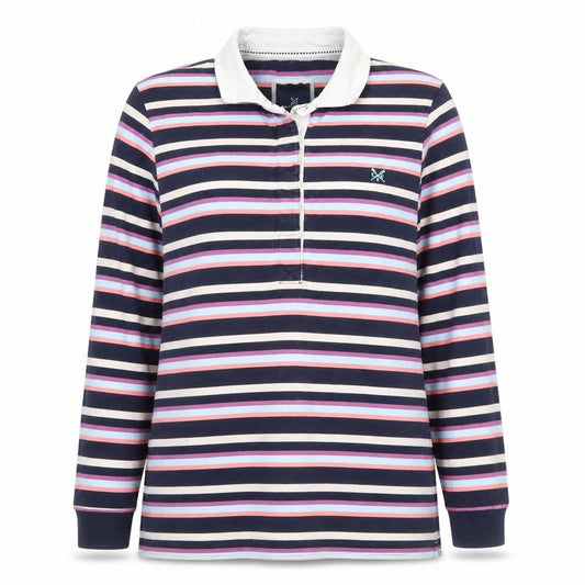 Crew Clothing Company Women's Multicoloured Striped Cotton Polo Top Size 18