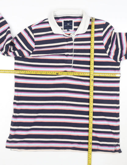 Crew Clothing Company Women's Multicoloured Striped Cotton Polo Top Size 18