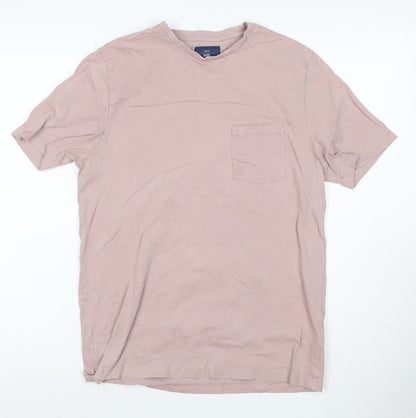 Moss 1851 Men's Pink Slim Fit Cotton Crew Neck Short Sleeve T-Shirt M