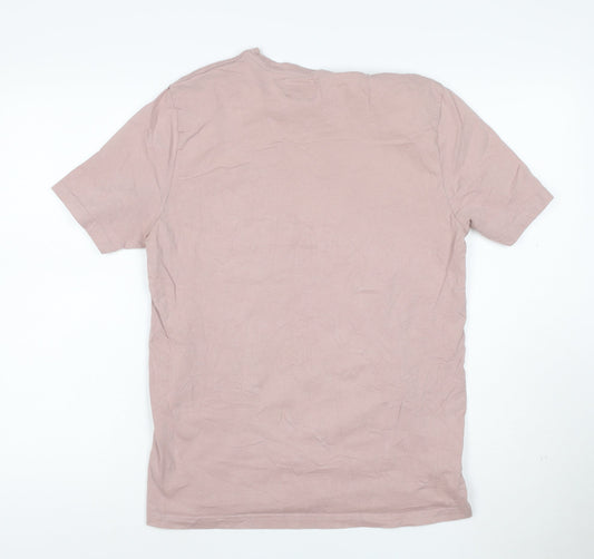 Moss 1851 Men's Pink Slim Fit Cotton Crew Neck Short Sleeve T-Shirt M