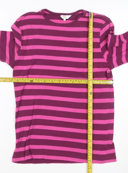 Cotton Traders Womens Multicoloured Striped 3/4 Sleeve Crew Neck T-Shirt Size 10