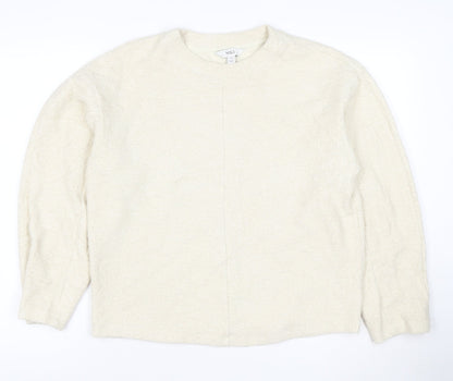 Marks and Spencer Women Beige XS Pullover Sweatshirt Crew Neck Fleece