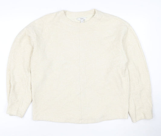 Marks and Spencer Women Beige XS Pullover Sweatshirt Crew Neck Fleece