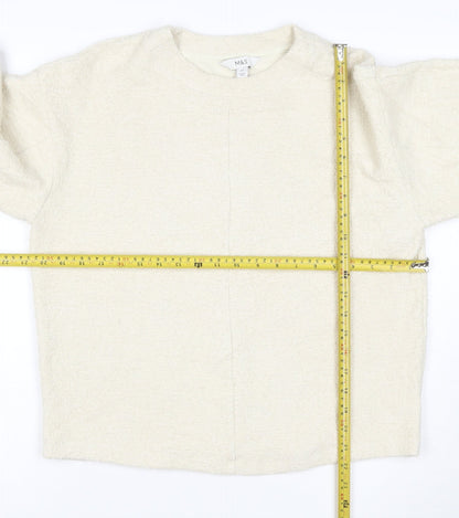 Marks and Spencer Women Beige XS Pullover Sweatshirt Crew Neck Fleece