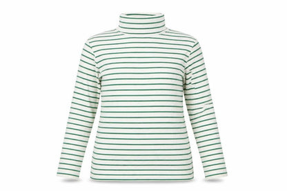 Marks and Spencer Women's White Green Stripe Roll Neck Top Size 18