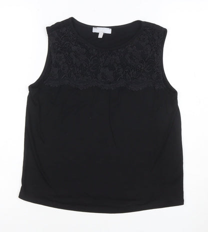 Red Herring Women’s Black Lace Panel Sleeveless Tank Top Size 12
