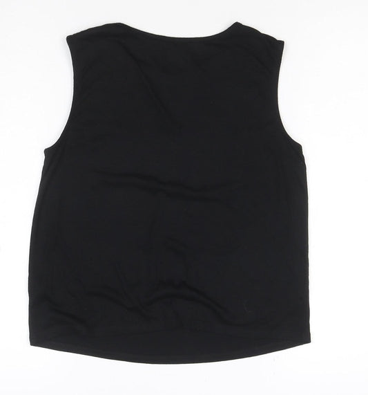 Red Herring Women’s Black Lace Panel Sleeveless Tank Top Size 12