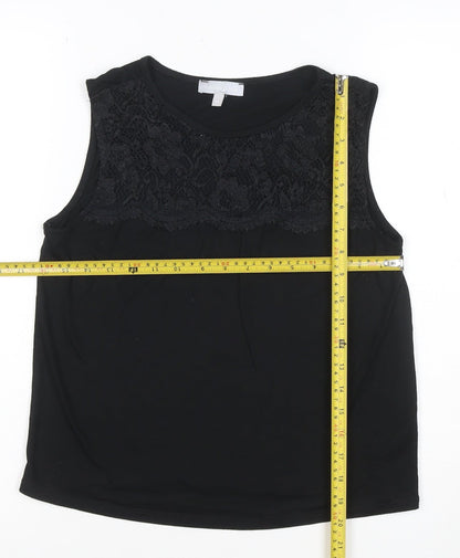 Red Herring Women’s Black Lace Panel Sleeveless Tank Top Size 12