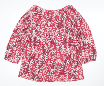 Marks and Spencer Per Una Red Floral Cotton Blouse Women’s Size 20