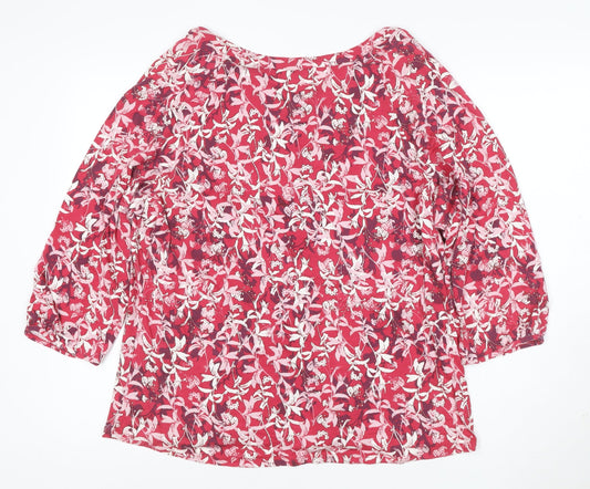Marks and Spencer Per Una Red Floral Cotton Blouse Women’s Size 20