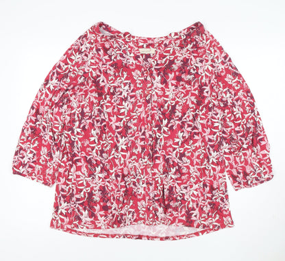 Marks and Spencer Per Una Red Floral Cotton Blouse Women’s Size 20