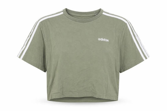 Front view of adidas women’s green cropped t-shirt m relaxed fit short sleeve