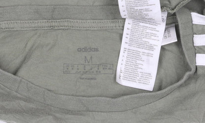 adidas Womens Green Cropped T-Shirt M Relaxed Fit Short Sleeve