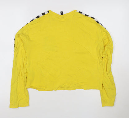 H&M Divided Women's Yellow Cropped Long Sleeve Racing T-Shirt - Size S