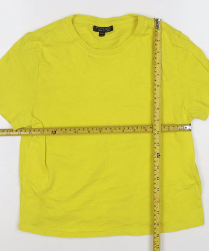 Topshop Women’s Yellow Cotton Crew Neck Short Sleeve T-Shirt Size 10