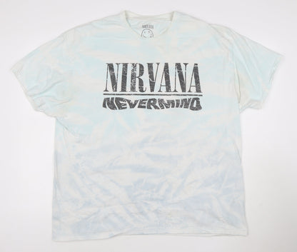 Nirvana Nevermind Men's 2XL Blue Tie-Dye Band T-Shirt 100% Cotton