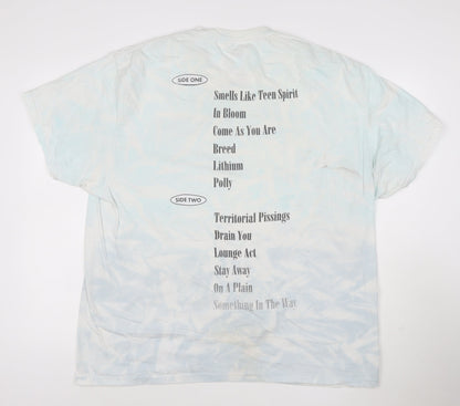 Nirvana Nevermind Men's 2XL Blue Tie-Dye Band T-Shirt 100% Cotton