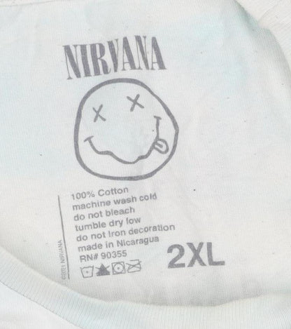 Nirvana Nevermind Men's 2XL Blue Tie-Dye Band T-Shirt 100% Cotton
