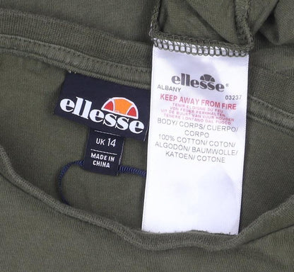 Ellesse Womens Green Cotton Short Sleeve Basic T-Shirt UK 14