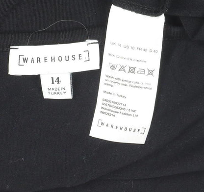 Warehouse Women’s Black Off Shoulder Cotton Jersey Top Size 14