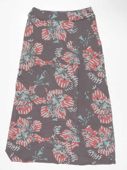 White Stuff Women’s Grey Floral A-Line Midi Skirt Size 12