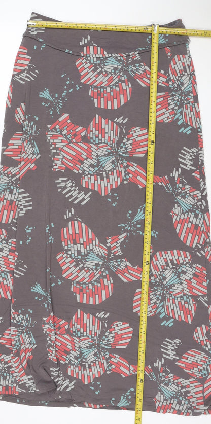 White Stuff Women’s Grey Floral A-Line Midi Skirt Size 12