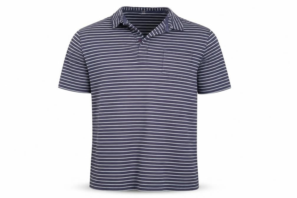 Authentic Men's Blue Striped Cotton Polo Shirt L