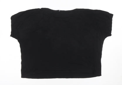 Boohoo Women's Black Elephant Cropped T-Shirt Size 10 Viscose Jersey