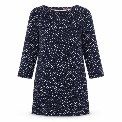 Joules Women Blue Polka Dot Shift Dress Size 12 Cotton 3/4 Sleeve