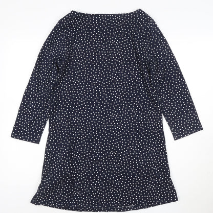 Joules Women Blue Polka Dot Shift Dress Size 12 Cotton 3/4 Sleeve