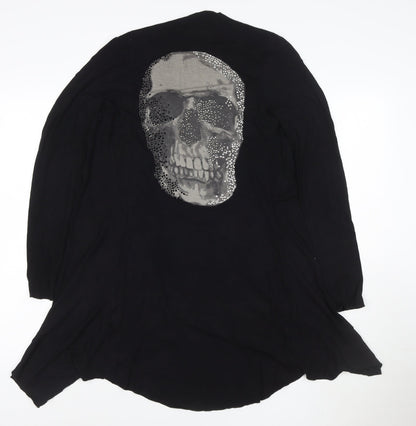Forever Unique Womens Black Skull Crystal Cardigan Size 10 Cotton Blend