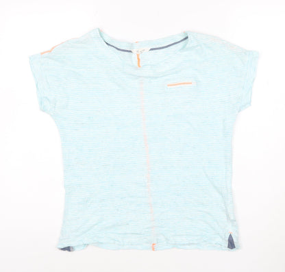 White Stuff Women's Blue Linen Short Sleeve T-Shirt Size 8