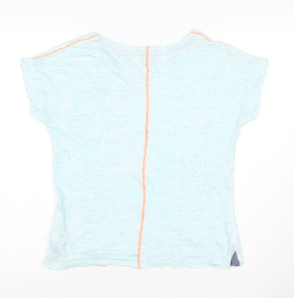 White Stuff Women's Blue Linen Short Sleeve T-Shirt Size 8