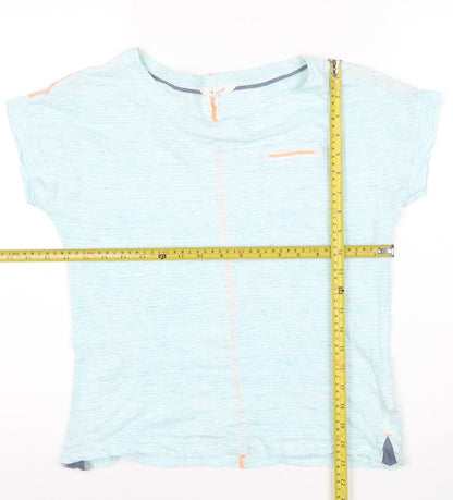 White Stuff Women's Blue Linen Short Sleeve T-Shirt Size 8