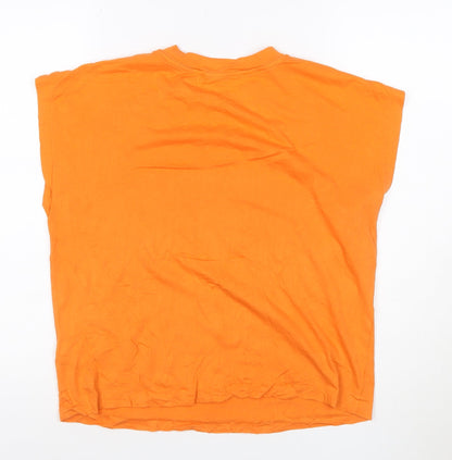 Jigsaw Women's Orange Basic Cotton Modal Sleeveless T-Shirt M