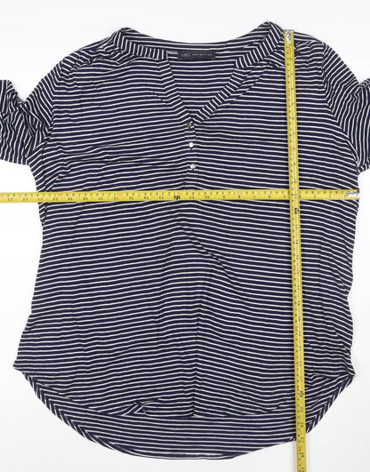 Marks and Spencer Women’s Blue Striped V-Neck 3/4 Sleeve Blouse Size 18