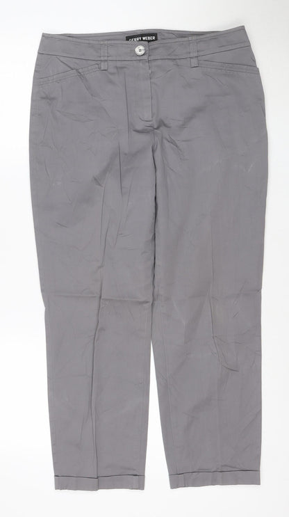 Gerry Weber Women Grey Cotton Blend Cropped Trousers Size 12