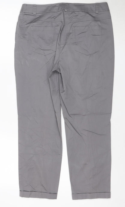 Gerry Weber Women Grey Cotton Blend Cropped Trousers Size 12