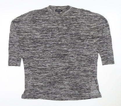 Warehouse Women Grey Mock Neck 3/4 Sleeve Jersey Top Size 8