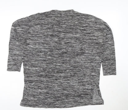 Warehouse Women Grey Mock Neck 3/4 Sleeve Jersey Top Size 8