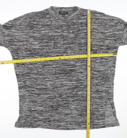 Warehouse Women Grey Mock Neck 3/4 Sleeve Jersey Top Size 8
