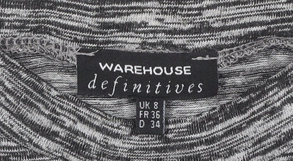 Warehouse Women Grey Mock Neck 3/4 Sleeve Jersey Top Size 8